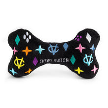 Load image into Gallery viewer, Black Monogram Chewy Vuiton Bone Squeaker Dog Toy