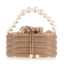 Load image into Gallery viewer, Pearl Accented Striped Rhinestone Evening Bag