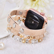 Load image into Gallery viewer, Leopard Calf Leather and Crystal Apple Watch Band