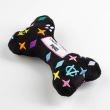 Load image into Gallery viewer, Black Monogram Chewy Vuiton Bone Squeaker Dog Toy