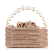 Load image into Gallery viewer, Pearl Accented Striped Rhinestone Evening Bag