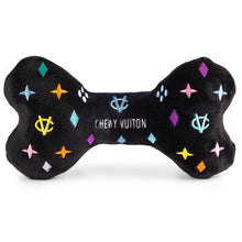 Load image into Gallery viewer, Black Monogram Chewy Vuiton Bone Squeaker Dog Toy