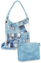 Load image into Gallery viewer, Four Square Patchwork Denim Hobo Set