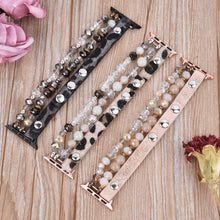 Load image into Gallery viewer, Leopard Calf Leather and Crystal Apple Watch Band