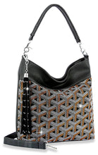 Load image into Gallery viewer, Trendy Rhinestone Patterned Hobo Handbag - Black