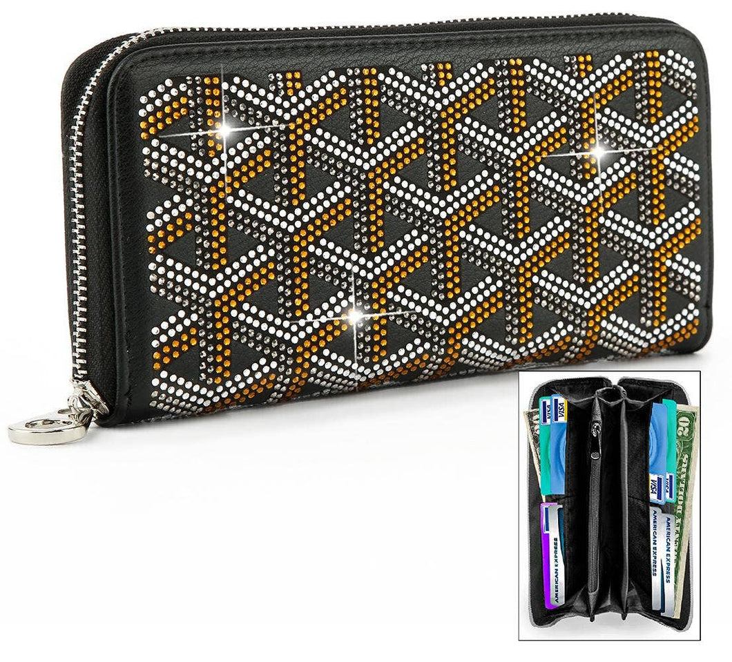 Colored Rhinestone Design Accordion Wallet