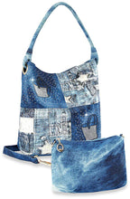 Load image into Gallery viewer, Four Square Patchwork Denim Hobo Set - Dark Blue
