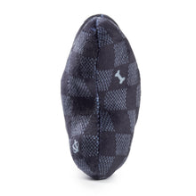 Load image into Gallery viewer, Black Checker Chewy Vuiton Bone Squeaker Dog Toy
