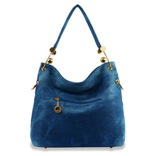 Load image into Gallery viewer, Pearl Studded Distressed Denim Hobo
