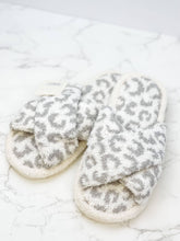 Load image into Gallery viewer, Leopard Criss Cross Fuzzy Slippers
