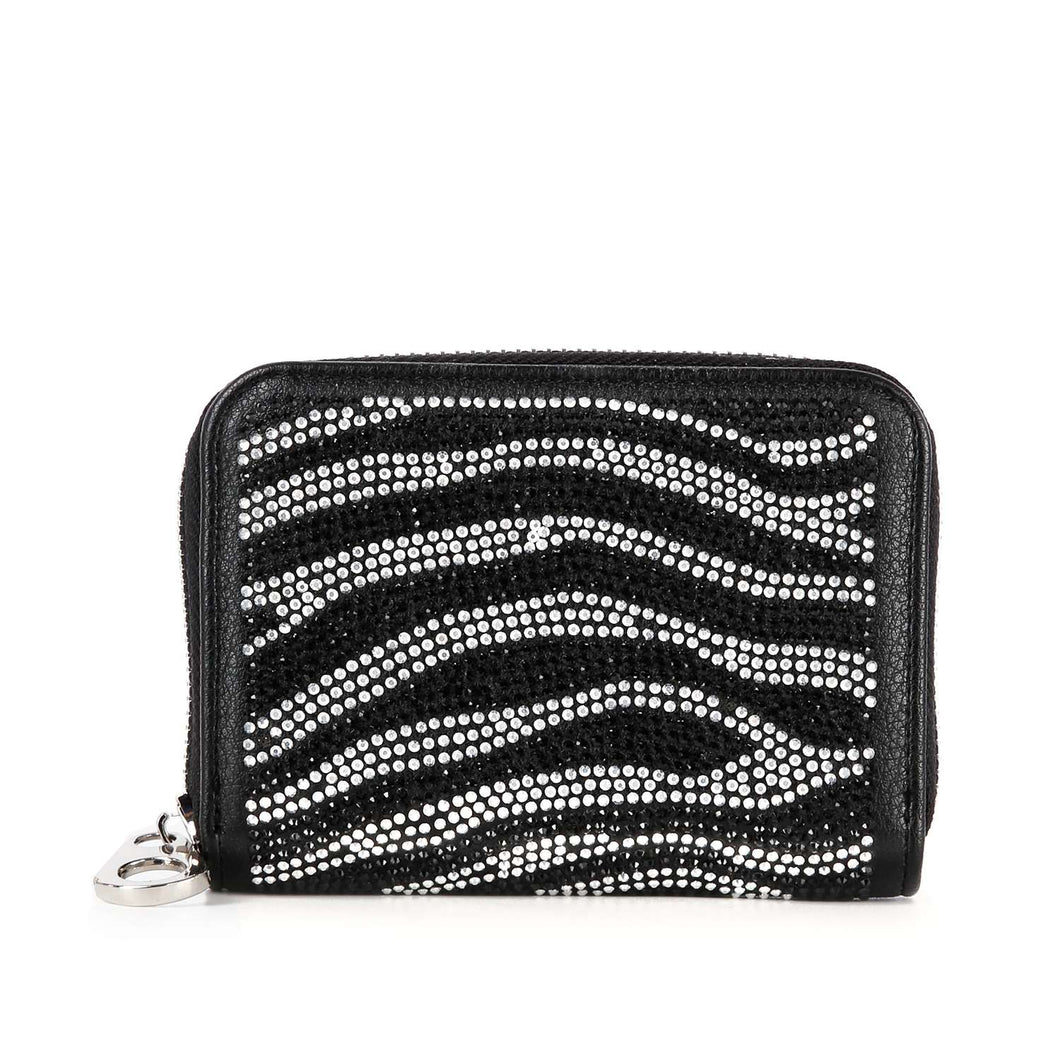 Rhinestone Design Petite Zip Around Wallet