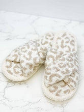 Load image into Gallery viewer, Leopard Criss Cross Fuzzy Slippers
