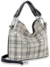 Load image into Gallery viewer, Plaid and Rhinestone Shoulder Handbag
